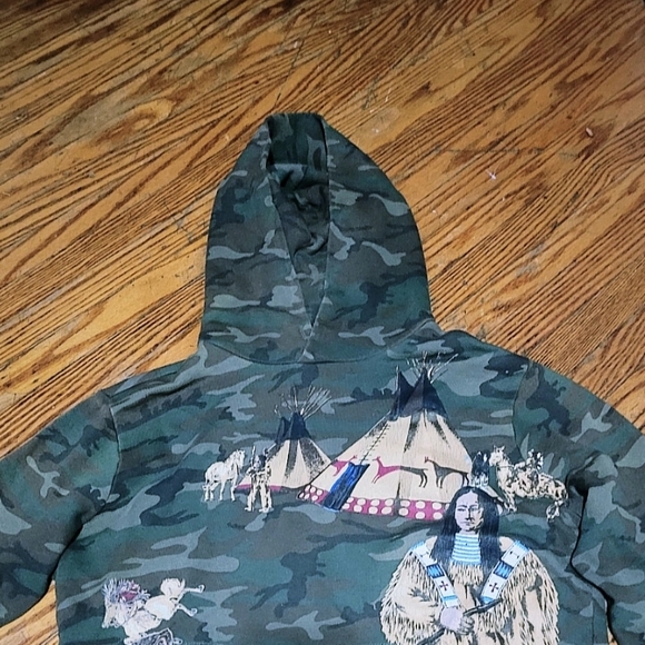 RARE! Ralph Lauren Denim&Supply Indian Chief Flag Camo Pullover Hoodie - Picture 2 of 2